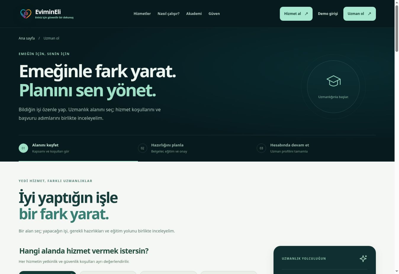 Uzman ol gerçek web ekranı